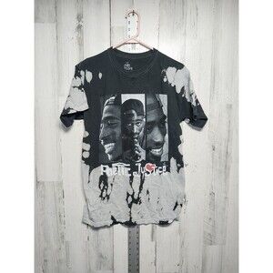Poetic Justice Tupac Shakur T-Shirt Mens M Black Gray Tie Dye 2Pac Short Sleeve